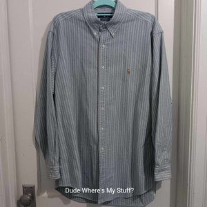 RALPH LAUREN BLUE LABEL YARMOUTH OXFORD - MEN'S SIZE 17 (34-35) - LIGHT GREEN